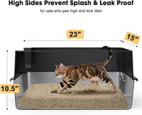 FURTIME Stainless Steel Cat Litter Box - Black / Large - image 3