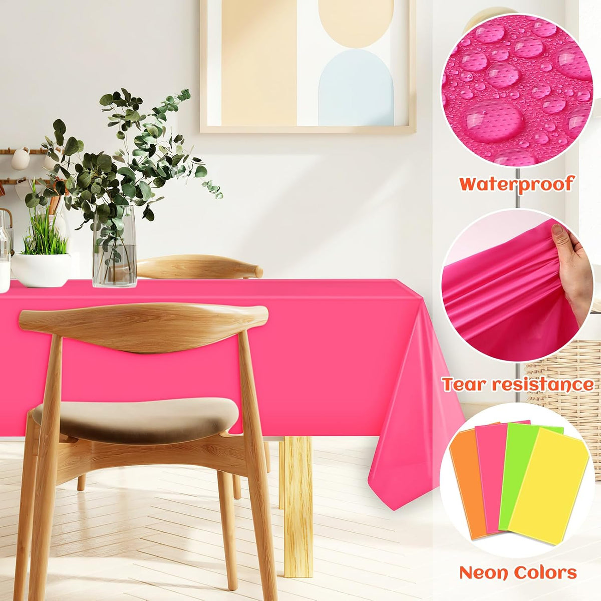 NOVWANG kids party tablecloth 4-pack in red, yellow, cloud and cow print - view 18