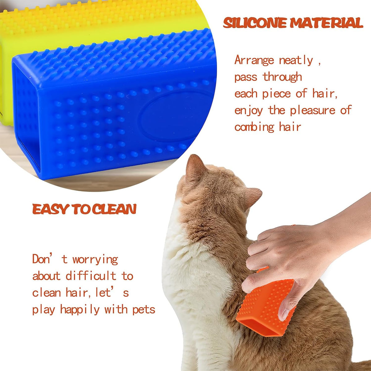 2pcs Pet Dog Cat Hair Remover, Pet Hair Removal Tool - blueyellow - image 3