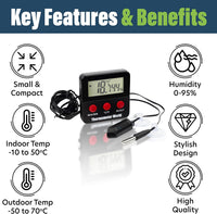 Digital Reptile Thermometer Hygrometer with 2 External Remote Probes – Essentials for Reptiles And Amphibians - image 2