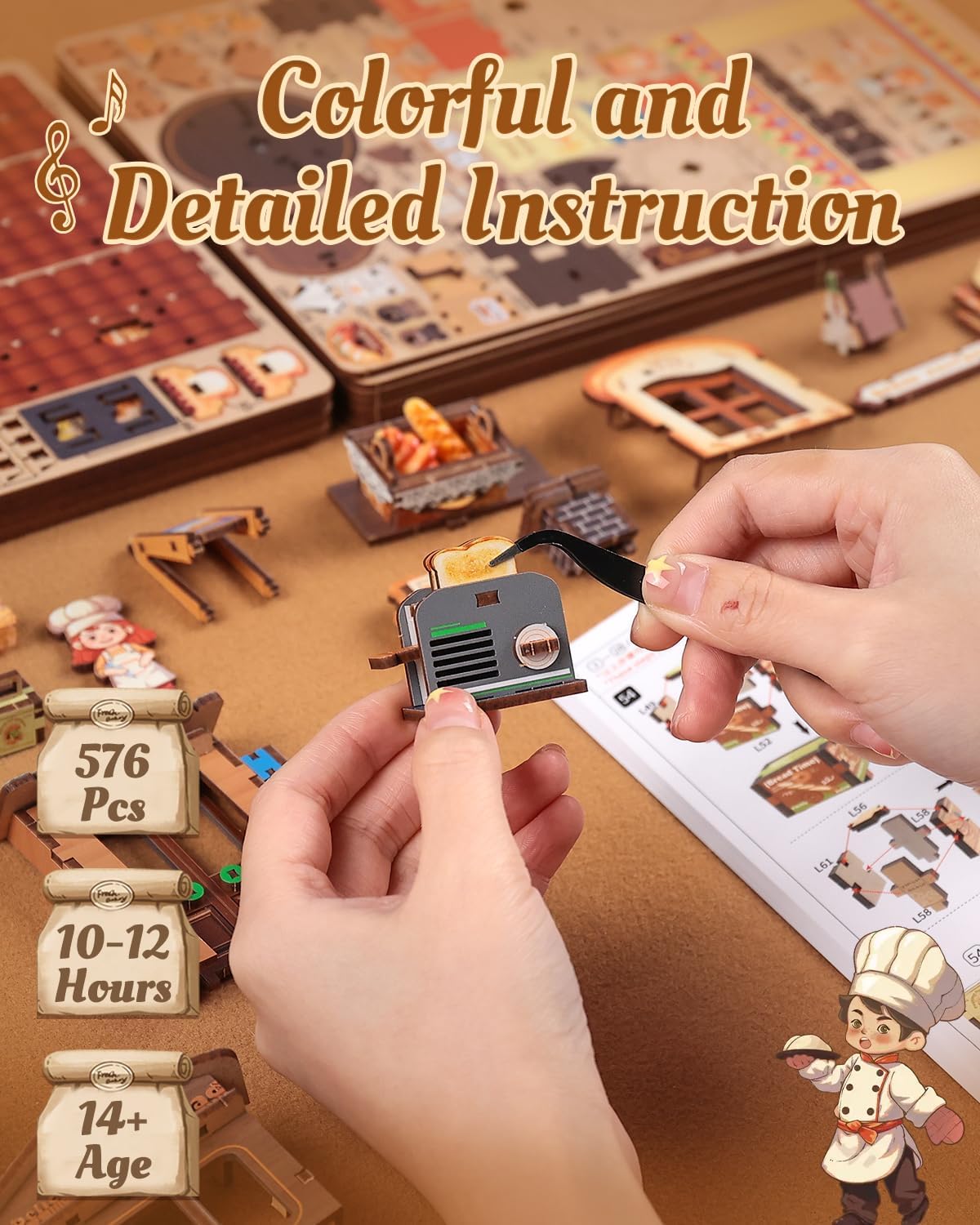 CUTEBEE 3D Wooden Puzzle for Adults - Bread Factory - image 4