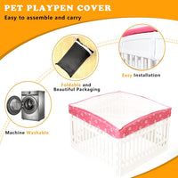 Dog Playpen Mesh Top Cover for 36" Inch Pet Playpen with 4 Panels - Pink - image 3