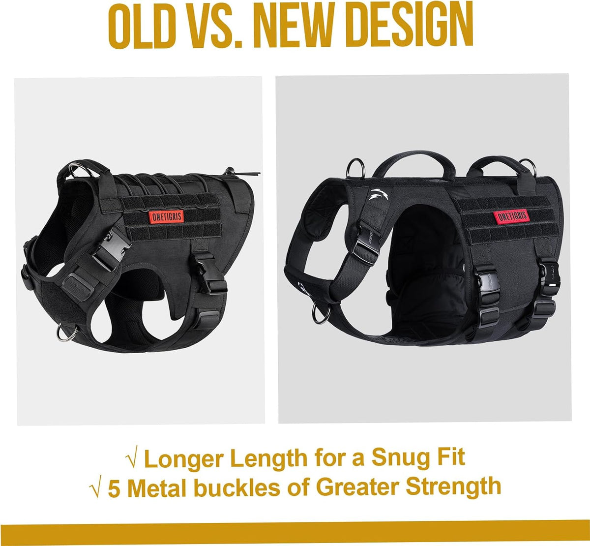 OneTigris Tactical Dog Harness with 5X Metal Buckle - XL / Black - image 4