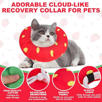 BINGPET Cat Cone Collar Soft,Waterproof Cat Recovery Collar to Stop Licking,Cute Donut Elizabethan e Collar for Cats Kittens Puppies Wound Healing After Surgery(Strawberry,Small)