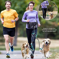 SHINE HAI Retractable Hands Free Dog Leash with Dual Bungees for 2 - Blue/Black / For 2 Dog - image 2