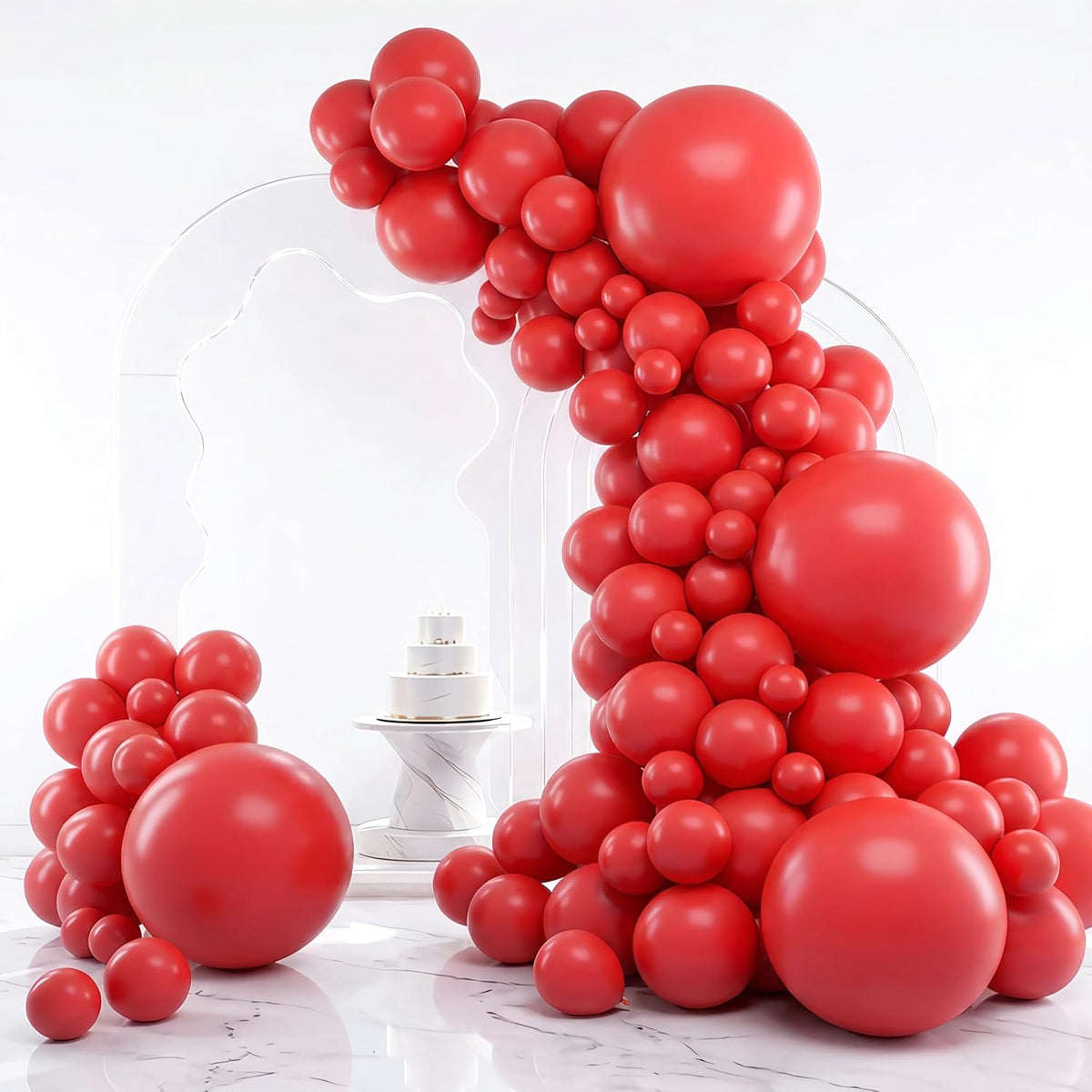 RUBFAC Gold Balloons Different Sizes Chrome Gold Balloon Arch Kit - Red