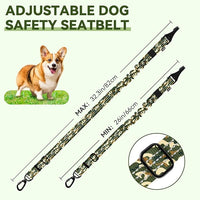 Pawaboo Dog Seatbelt for Car, 3-in-1 Dog Seat Belt Bungee, Shockproof Dogs Tether with Buckle&Hook Latch, Adjustable Reflective Dogs Cars Harness Leash with 360° Lockable Buckle, Army Green Camouflage