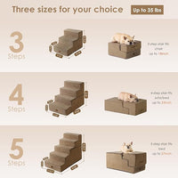 EHEYCIGA Dog Stairs for Small Dogs 13.5" H, 3-Step Dog Steps for Couch Sofa and Chair, Pet Steps for Medium Cats, Non-Slip Balanced Pet Ramp Indoor, Camel
