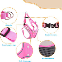 Dog Harness with Leash Set, No Pull Adjustable Step in Pet Vest – Essentials for Dogs - Pink (denim) / L - image 3