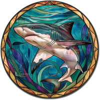 Lygond Metal Shark Garage Sign - Stained Glass, 88 Inches