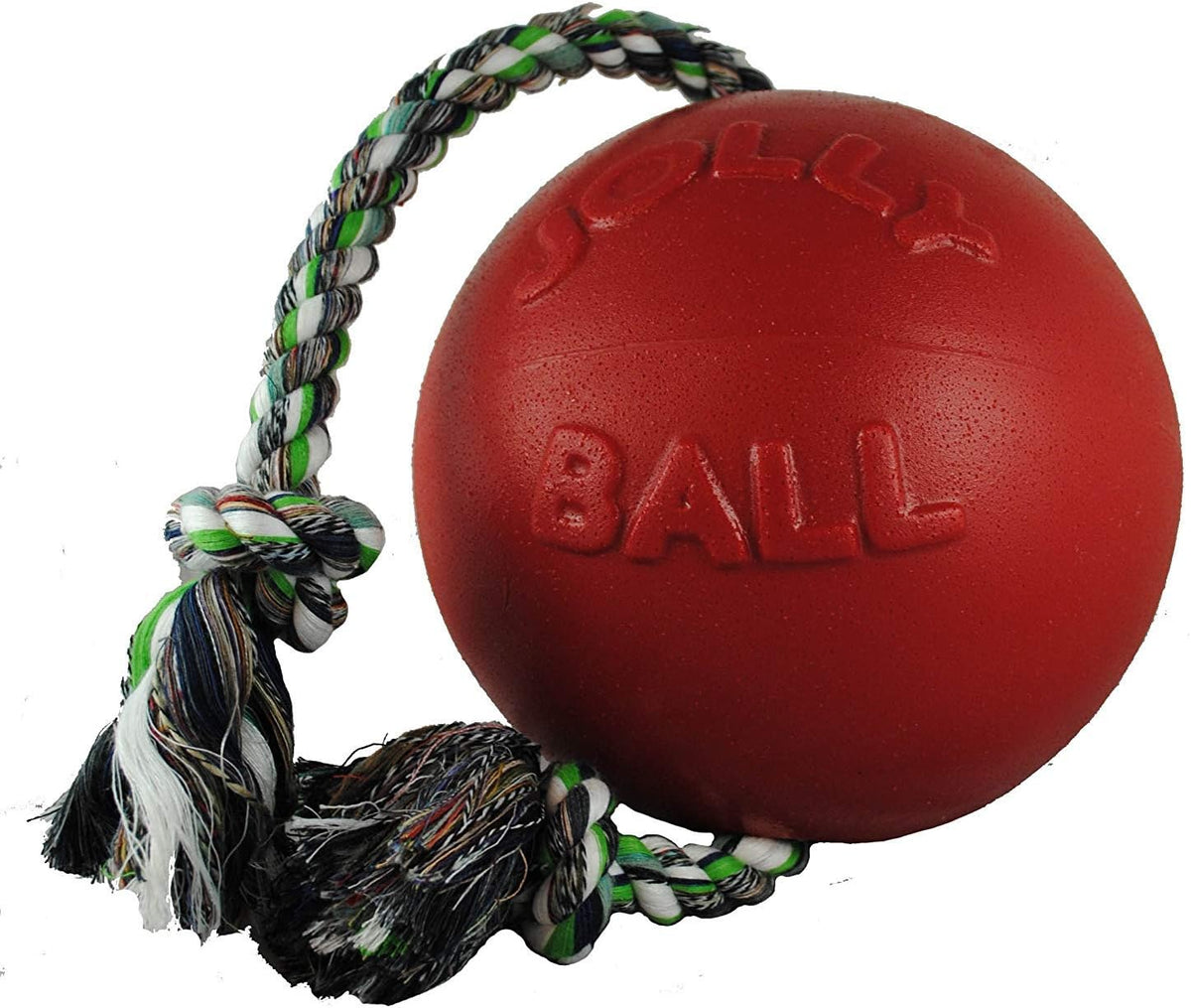Jolly Pets Romp-N-Roll Rope & Ball Dog Toy - Red / Medium (6 in)