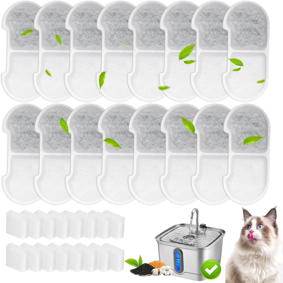 16+16 Pack Replacement Filters for SEIRMEP 101oz/3L Stainless Steel - 16