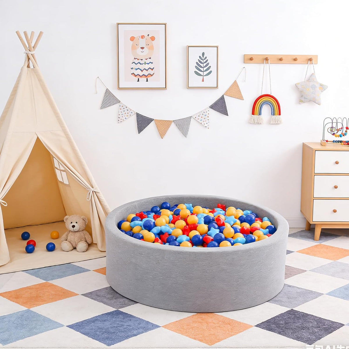 Star Ball Pit Balls for Toddlers, Ball Pool Play Tent - Classic Blue Red / 100 - image 2