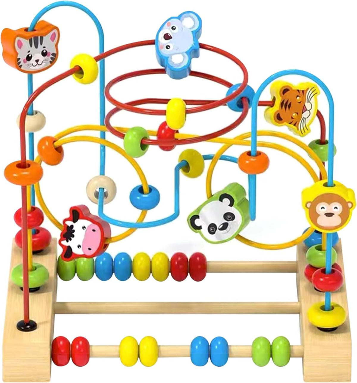 QZMTOY Bead Maze Toy for Toddlers Wooden Bead Toys Colorful Roller