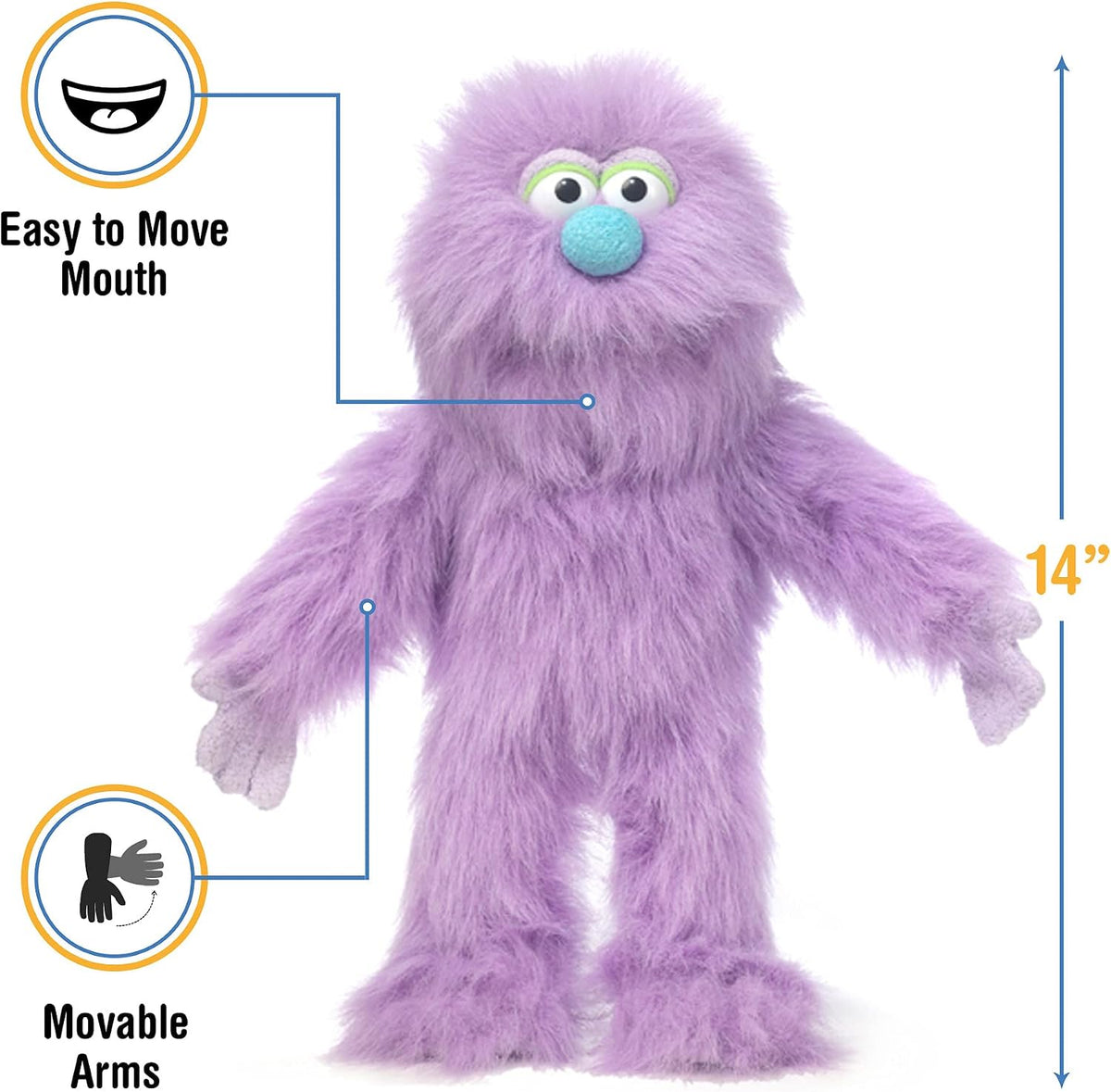 14" Purple Monster, Hand Puppet – Fun for Kids & Family - image 3