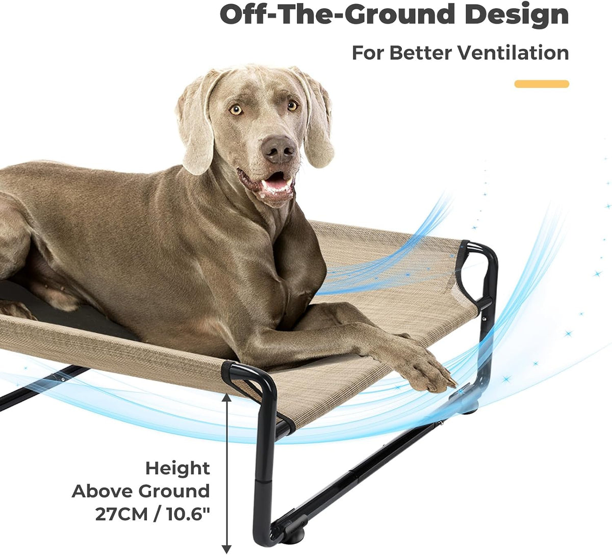Veehoo Outdoor Elevated Dog Bed - Beige Coffee / 59.0"L x 35.0"W x 10.6"Th - image 4