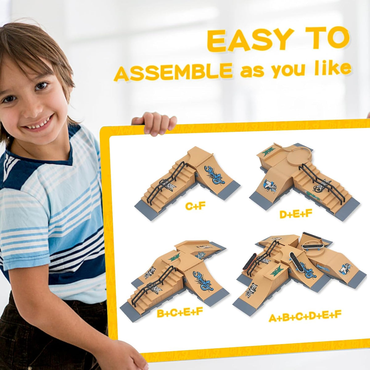 Gr8ware 6-in-1 fingerboard skate park with half pipe ramp and mini finger skateboards - view 12