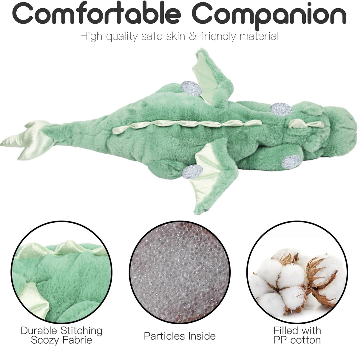 ARELUX Large 36in Cute Dragon Stuffed Animals Plush Toy Soft Matcha - Green / 36inch - image 4
