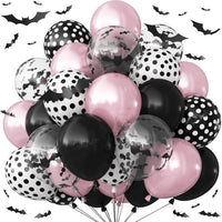 Froova black and white Halloween balloons with ghost and bat prints and bat stickers
