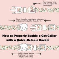 2 Pack Cotton Breakaway Cat Collars Set with Bell and Flower Pendant - pink+blue - image 3