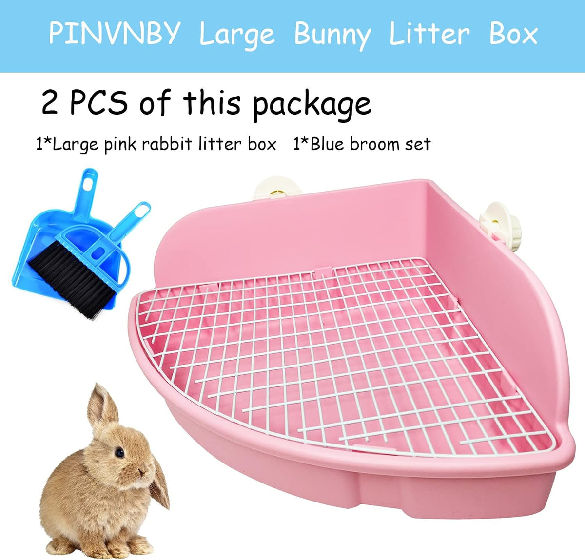 PINVNBY Large Rabbit Litter Box Bunny Corner Toilet Box Small Animal - Pink - image 2