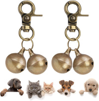 Bells for Dog Collars - 2 Pack Pet Hanging Ring Bell Accessories for Dog & Cat, Pet Pendant Collar - Bronze & Bronze - Gloss / Small