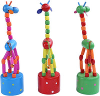 Berry President wooden giraffe push puppets, 3 pack of colorful collapsing toys - view 8