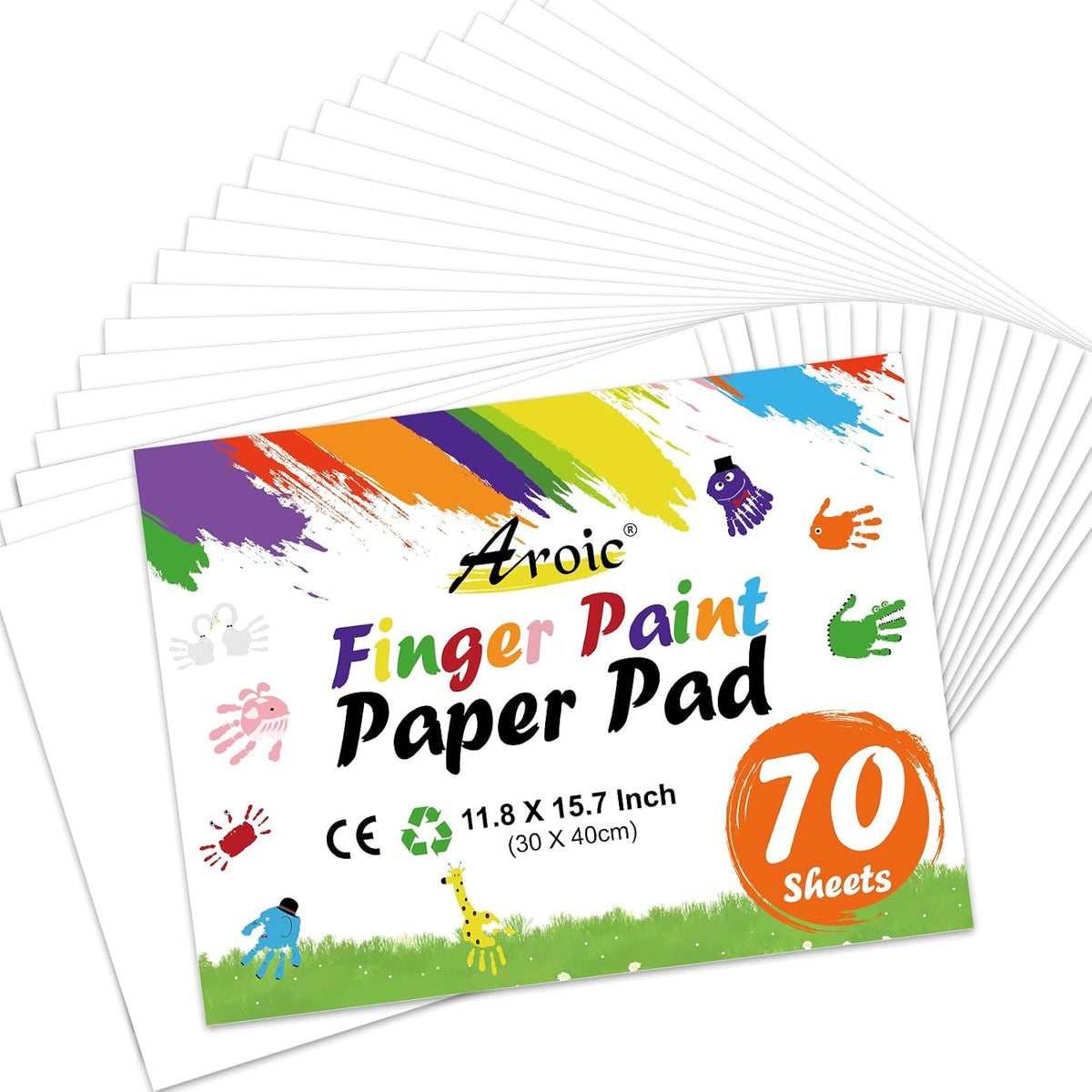 AROIC 8PCS Washable Finger Paint, Non-Toxic Finger Paints – Fun for Kids & Family - 70 Sheets (Paint Paper)