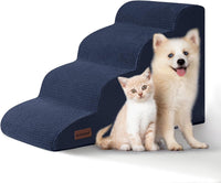 Dog Stairs for Small Dogs and Cats - Blue / 4 / Standard 4-Step 17.4"H