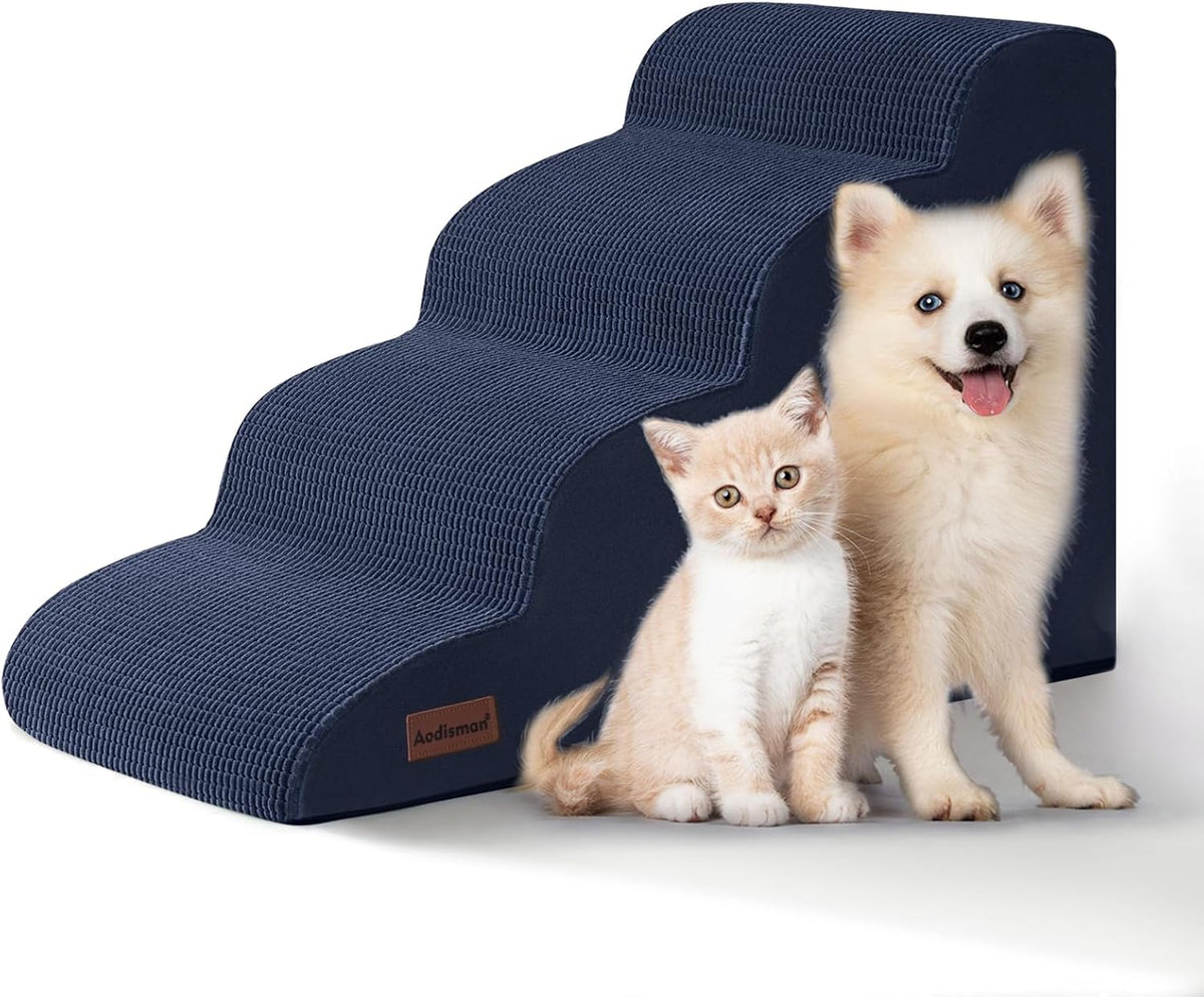 Dog Stairs for Small Dogs and Cats - Blue / 4 / Standard 4-Step 17.4"H