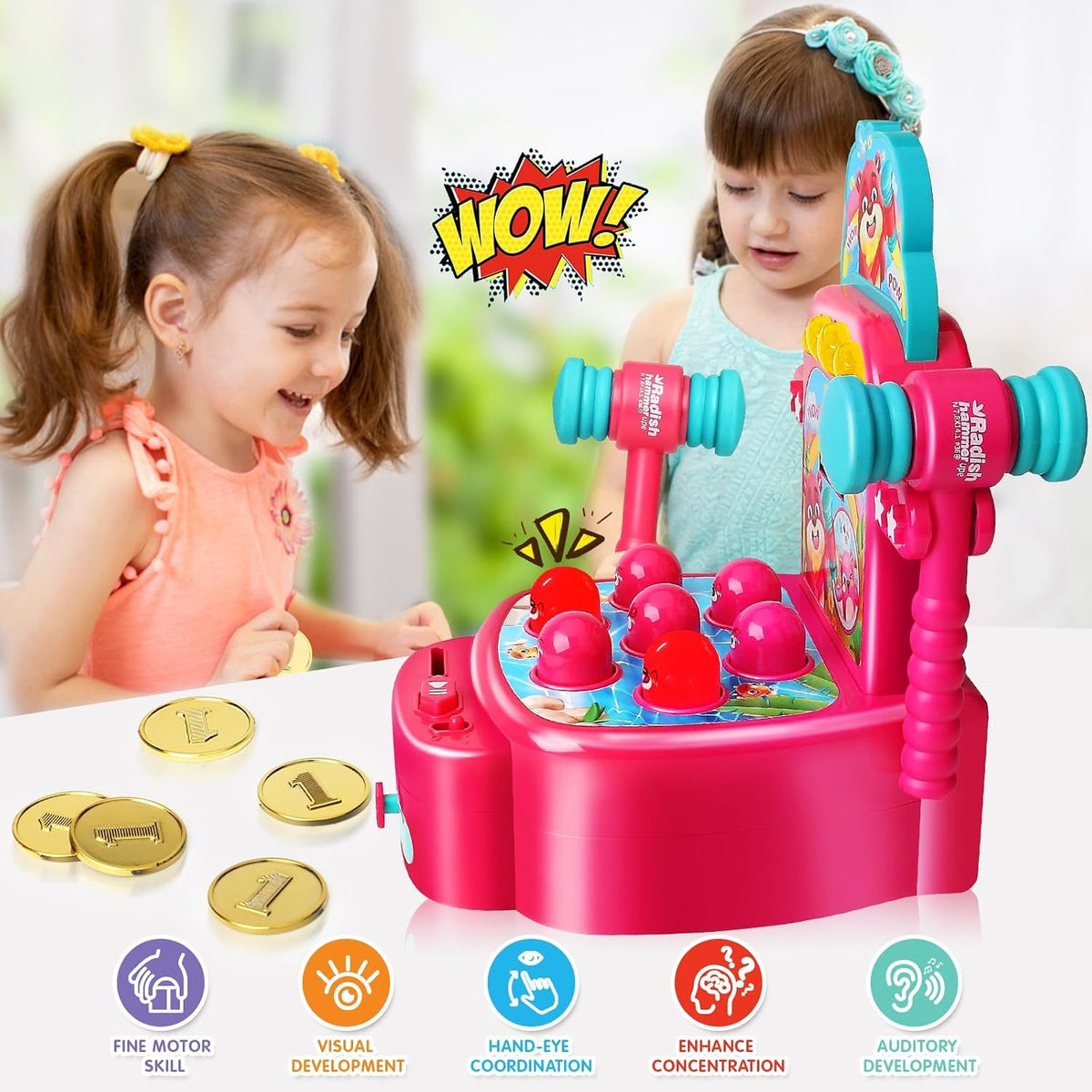 Yerloa Whack Game Mole Dinosaur Toys for Kids 3-5 Year Old Boy - C - Bear - image 2