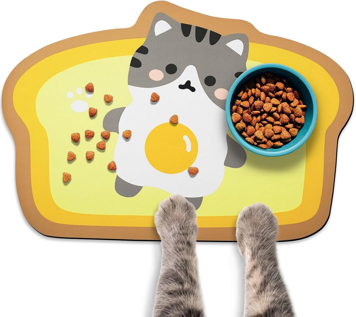 Cat Food Mats for Floor, Dog Pet Water Bowl Feeding Placemats for Food and Water Grey 17.7 * 9.8 - Egg / 23.6"L x 13.7"W