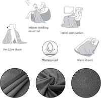 Ameritex Pet Bed Blanket Reversible 100% Waterproof Velvet Super Soft - 52x82 Inches / Light Grey+grey - image 4