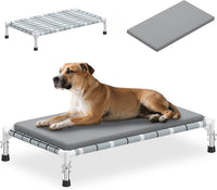 Elevated Dog Bed, Raised Cooling Lifted Dog Cot for Indoor & Outdoor – Essentials for Dogs - Cushion / (M-):34'' x 20'' 8''
