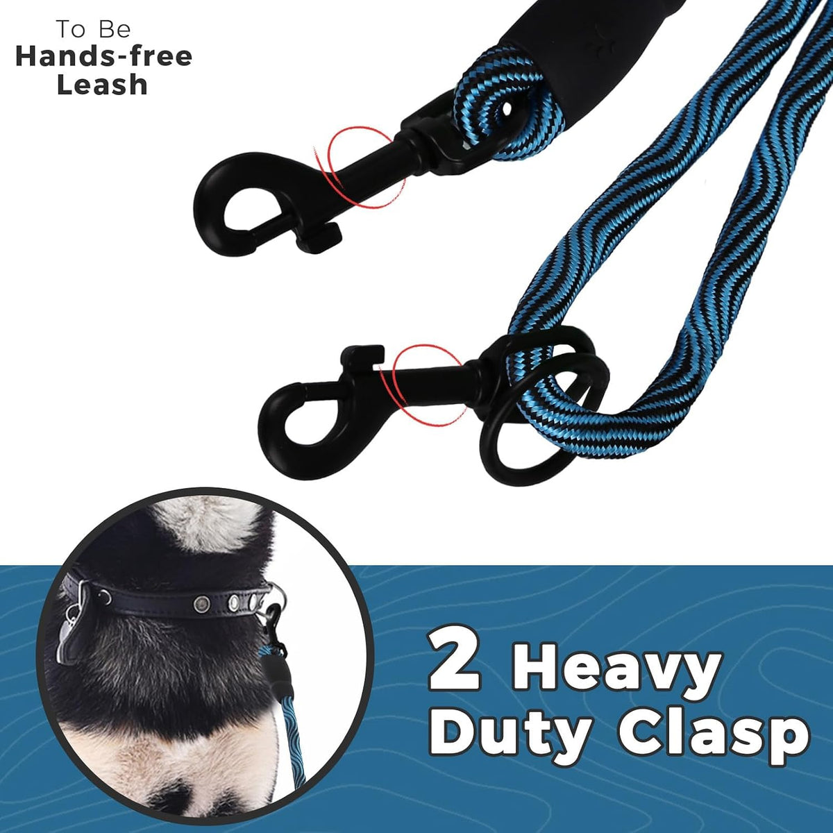 Long Dog Leash Tie-Out Check Cord - Blue / 50FT - image 4