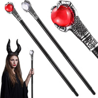 Chivao dragon claw staff props, black staffs with dragon claws holding red and white orbs - view 2