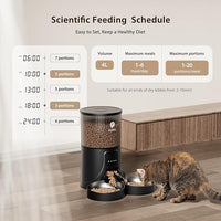 Automatic Cat Feeder for 2 Cats: Cat auto 2.4G WiFi - Timed Smart App Control 1-10 Meals| Automatic Pet Feeder for Cats and Small Dog Indoor- Dual Power& Detachable Clean