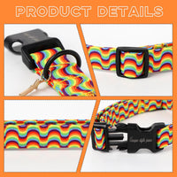 Dog Collar With Metal Buckle, Red Rose Flower Gift for Small - Wave Rainbow / XS - image 3