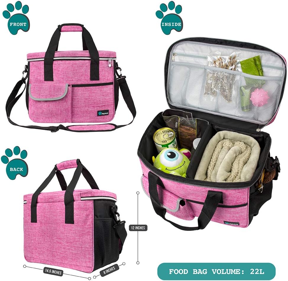 PetAmi Dog Travel Bag Organizer, Pet Supplies Diaper Tote - Medium - 14.5"L x 8.0"W x 12.0"H / Pink - image 2