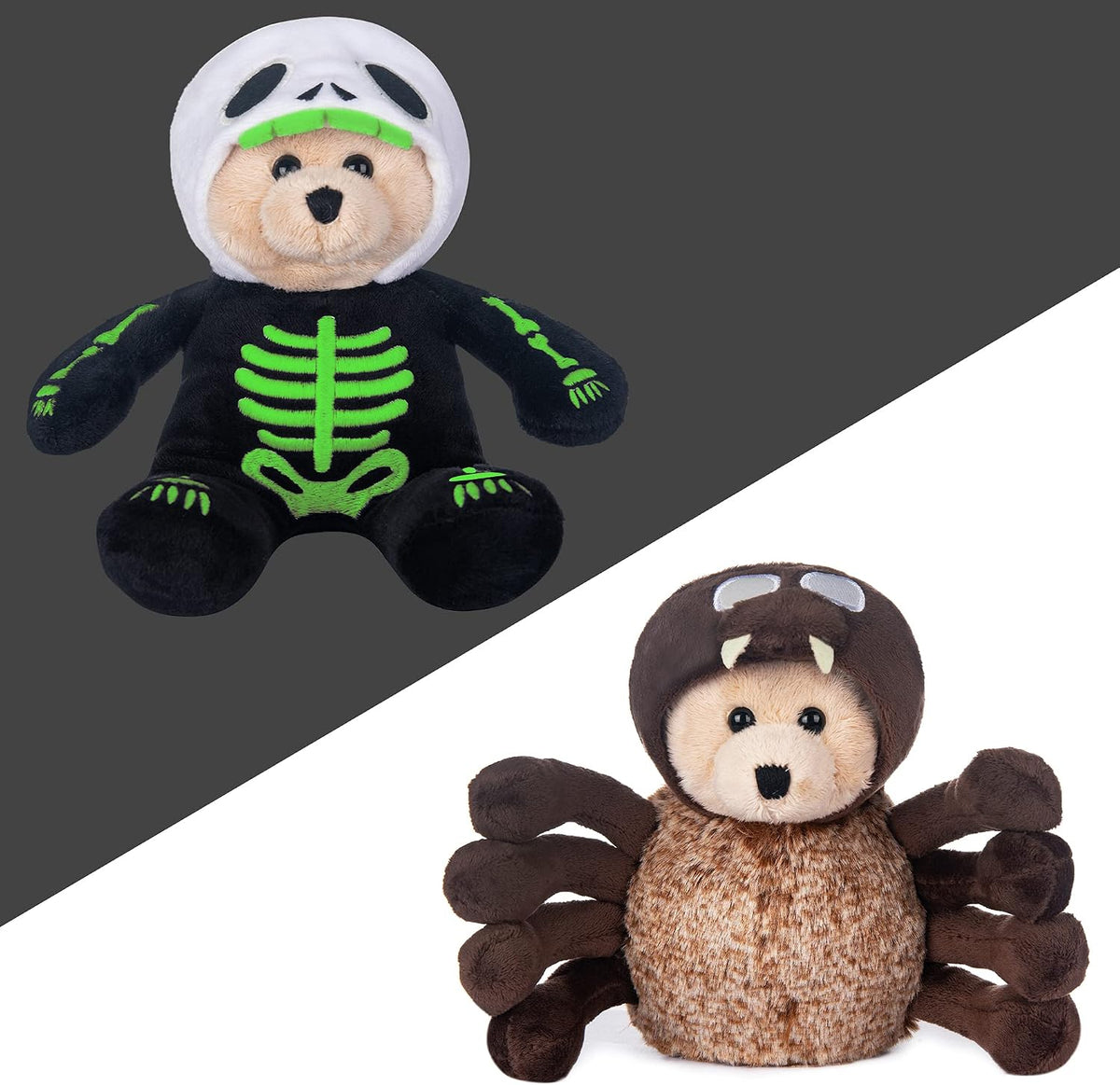 My OLi 9 inch Halloween plush bears 2 pack in pumpkin and wizard costumes with flip-top hats - view 5