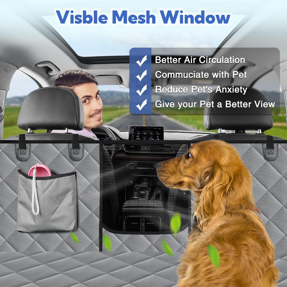 Kytely Dog Car Seat Cover for Back Seat - Gray / Standard - image 2