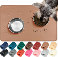 VIVAGLORY Pet Food Mat Flexmat Dog Bowl Mat, S - Khaki / S (18.9 x 11.8in)