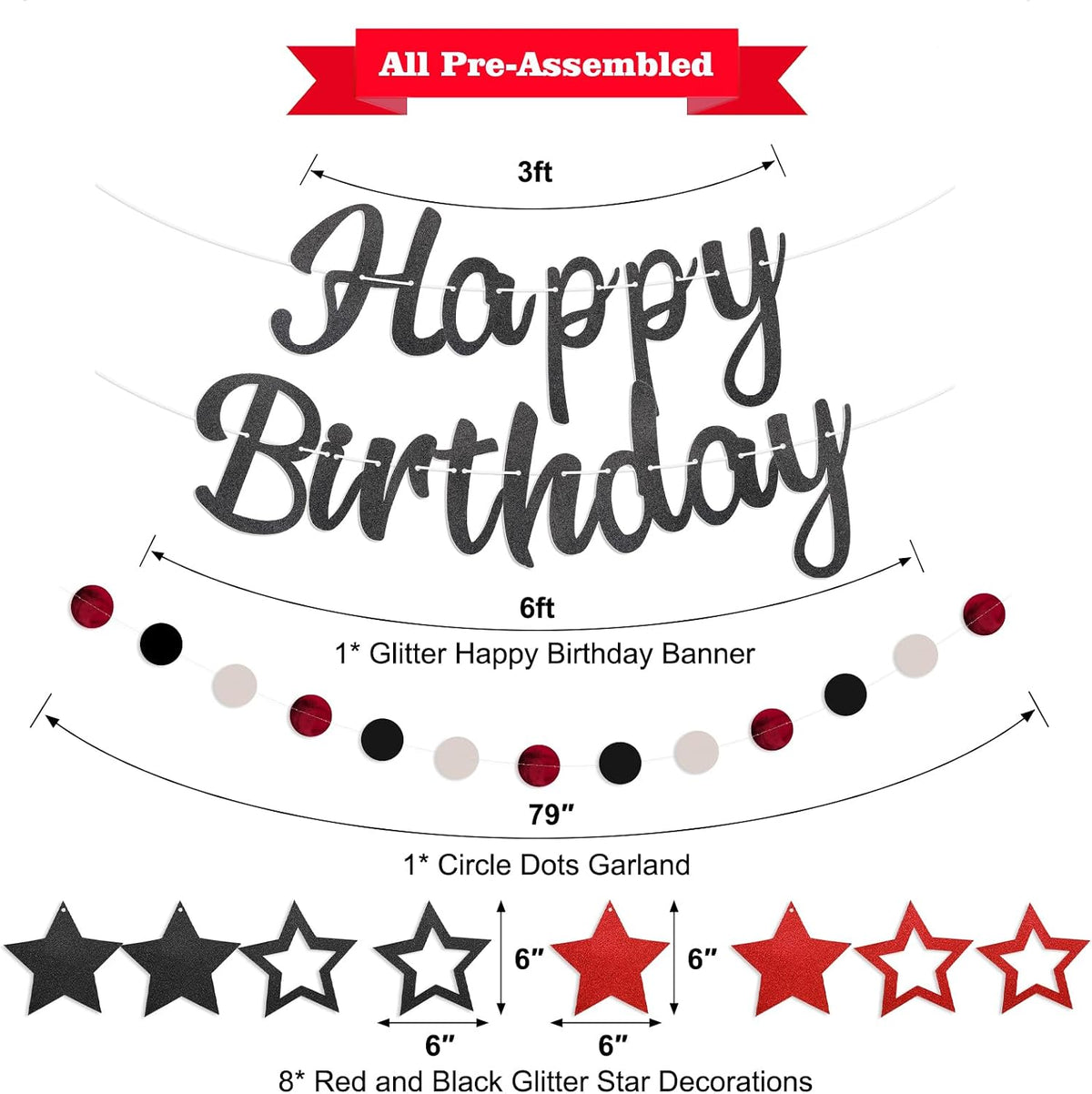 Halloween Birthday Banner - Red & Black / Star - image 2