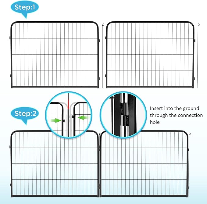 BestPet Dog Playpen Indoor 32 inch 12 Panels Metal Dog Pen Pet Dog Fence Outdoor Exercise Pen with Doors,Pet Puppy Playpen for RV Camping Yard, Black