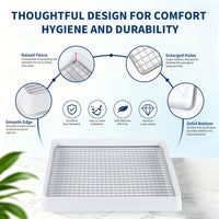 FHTONGE Extra Large Rabbit Litter Box Training Tray with Large Steel - 14.6x12x2.6"(40x30x6cm) / 0.5" Stee Grids + 0.4" PP Grids - image 3