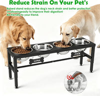 SHAINFUN Elevated Dog Bowls with Slow Feeder & Mat for Medium - Black-1.7L-Four - image 2