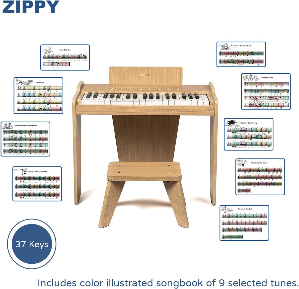 Kids Piano Keyboard, 37 Keys Digital Piano for Kids - Oak Plus - image 4