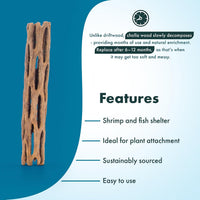 Natural Cholla Wood, Driftwood for Aquariums, Air Plant Base - Stick / 4 Inch (Pack of 3) - image 3