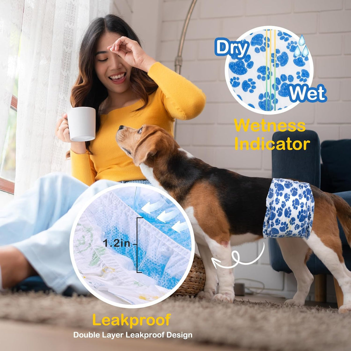 Dono Dog Diapers Male, Disposable Male Dog Wraps 60ct - Medium / 30.0 - image 2
