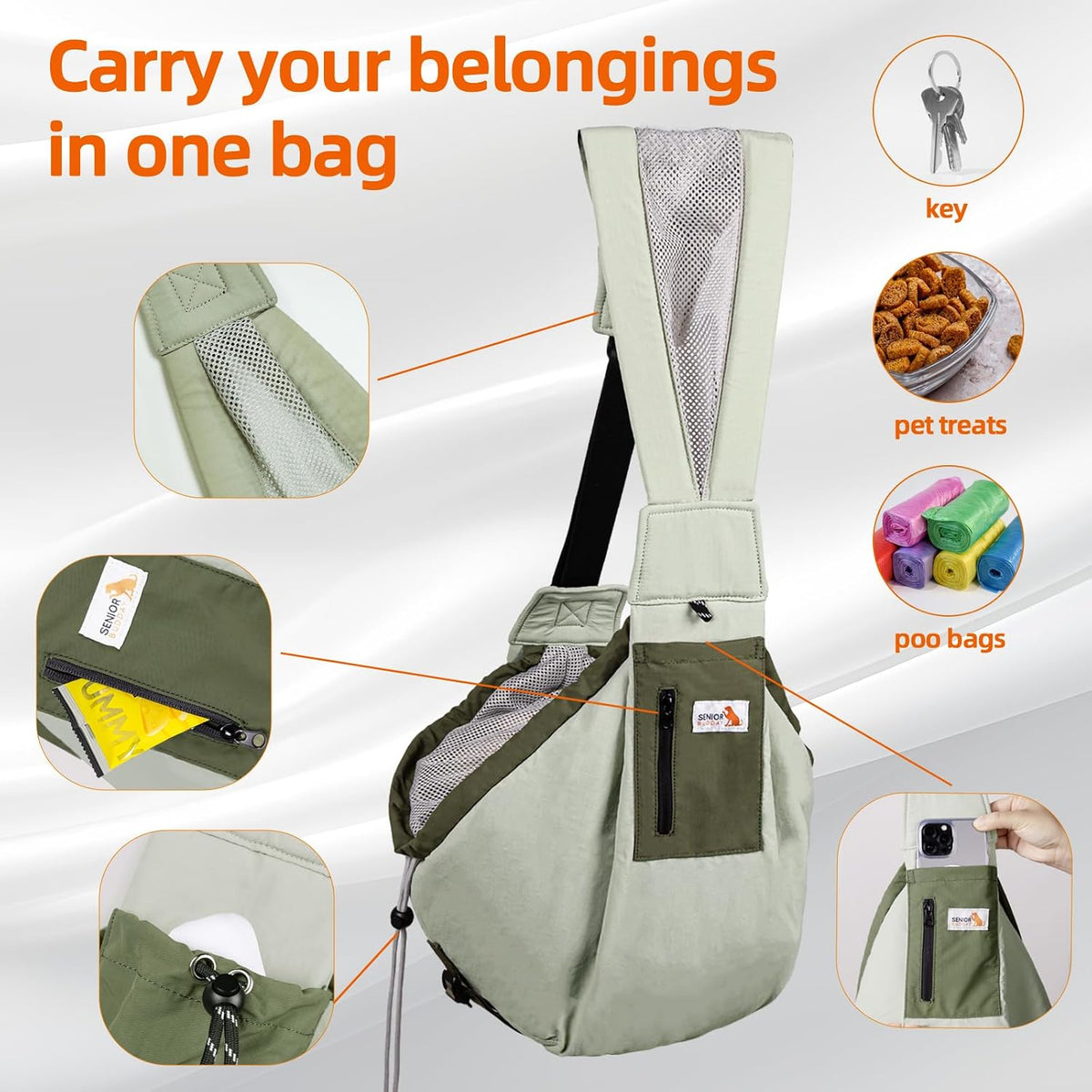 Dog Carrier Sling, Dog Carriers for Small Dogs Up to 20lbs - Army-green - image 4